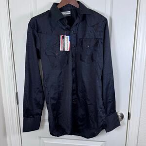 NWT Silver Collection By Karman Western Men’s L Extra Long Tails Black Snap USA